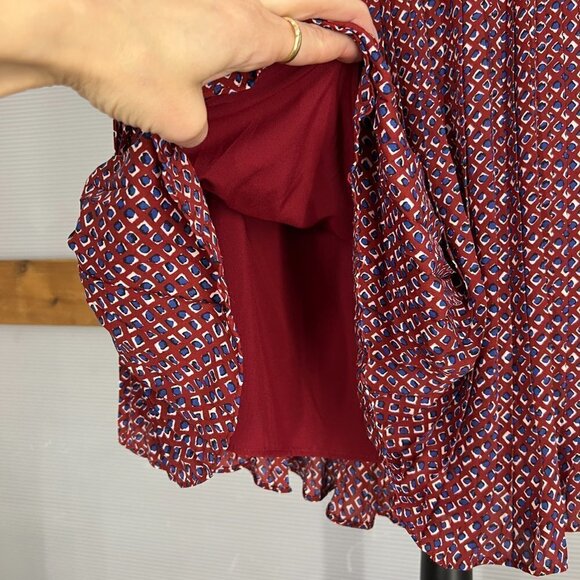 Banana Republic Diamond Pleated Lined Knee Length Skirt Red Blue White Sz 10 - Picture 6 of 14